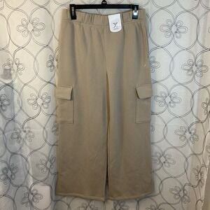 Xersion Fleece High Rise Wide‎ Leg Leg Pant Size 2XL (20.5 Plus) Porcelain Tan